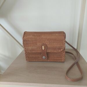 Vintage Wicker Rattan Box Crossbody Bag/ Purse!